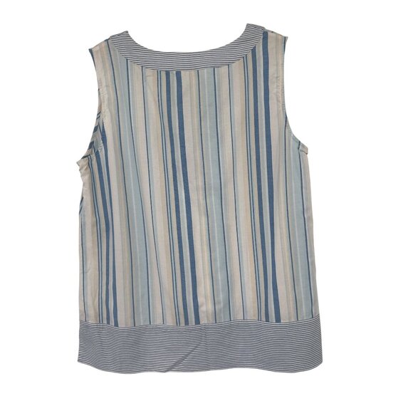 Talbots Womens Sleeveless Striped Tunic Top Blue/White 100% Cotton Size L - Picture 4 of 4